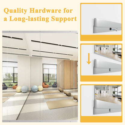 NEUWEABY Home Gym Mirror, 57''X24''-2PCS Large Yoga Mirror, Frameless Full Length Mirrors for Fitness, Tempered Glass, Wall Mounted for Dance Studio, Garage