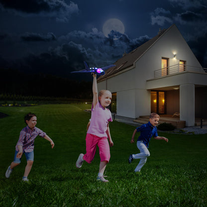 Wesfuner 4 Pack Airplane Launcher Toys, 2 Flight Modes LED Foam Glider Catapult Plane Toy for Boys, Outdoor Flying Toys Birthday Gifts for Boys Girls 4 5 6 7 8 9 10 11 12 Year Old