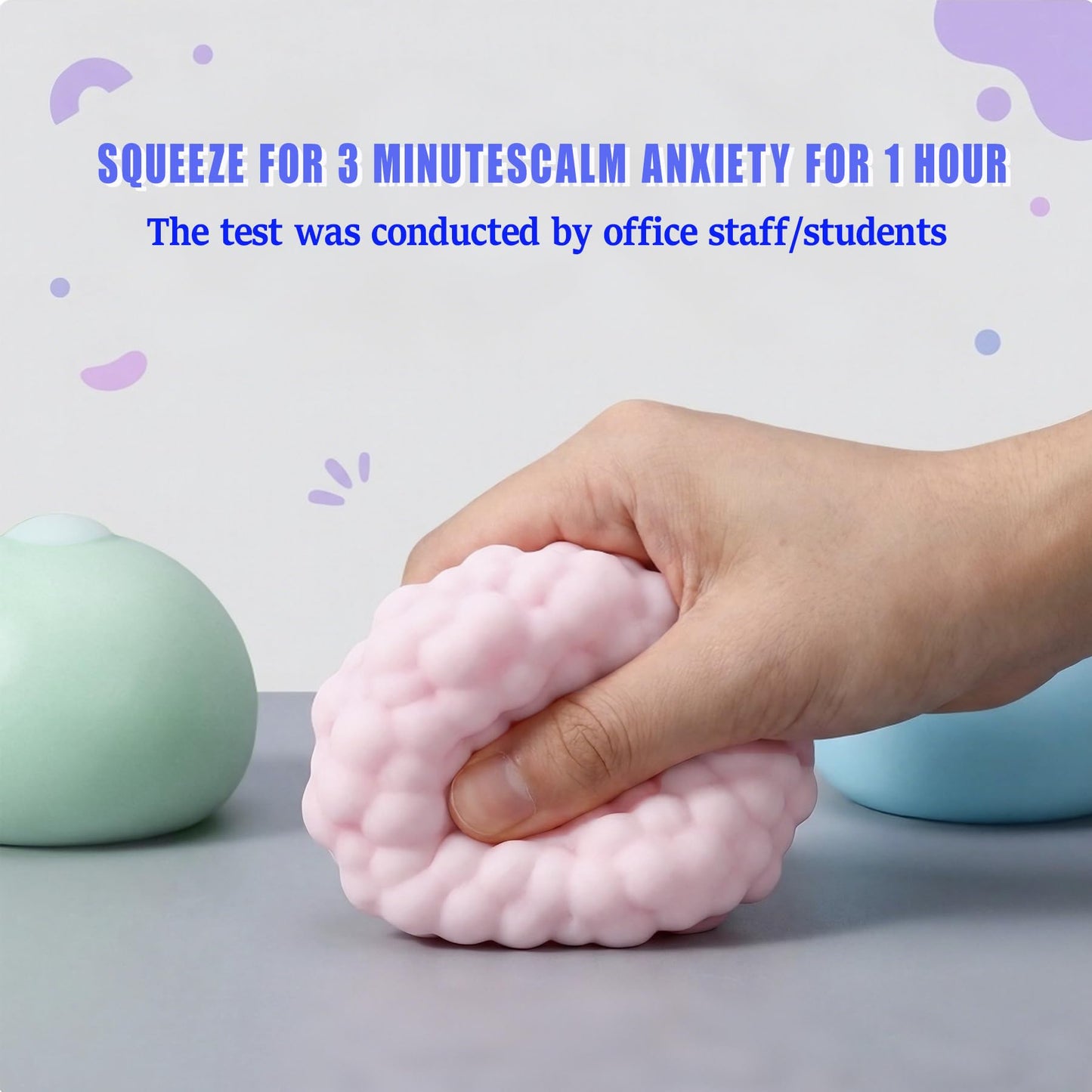Crunchy Squishy Stress Ball, Crunchy Stress Ball with Beads, ASMR Smoothie Squeeze Toy with Air Pumps, Anxiety Relief Fidget Ball for Adults & Kids, Party Favors and Employee Gifts(Pink)
