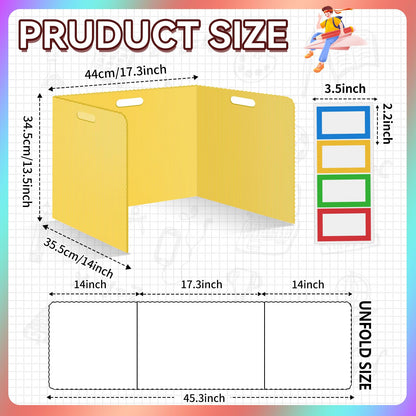 24 Pcs Desk Dividers for Students Plastic Durable and Waterproof Privacy Folders Shields Test Dividers with Classroom Privacy Boards for School Study Teacher Supplies (Yellow)