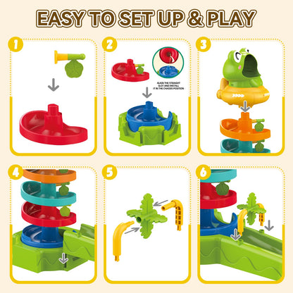 KNMDU Frog Ball Drop Toy for Kids, 5 Layer Roll Swirling Ball Tower with 12 Balls, Spin and Learn Shoot Balls Drop Montessori Toy, Gifts for Toddler Boys Girls 2 3 4 5 6 7 8+ Years Old (2 Player)