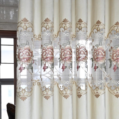 TIYANA Luxury Embroidered Cloth Curtain for Living Room 84 inch Length Custom Romantic Elegant Luxurious Delicate Embroidery Drape Window Dressing Bedroom Grommet Top 1 Panel 39x84 inch