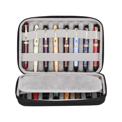 MIVLXLX 16 Slots pen case/boxes，Nylon cloth Pencil Tray Case Organizer, Fashion Design,Handmade Display Zippered Pouch for Rollerball Pen-Retro