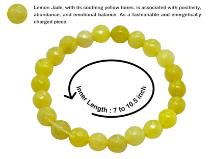 Amazing Gemstone Lemon Jade Bracelet for Women - Chakra Mens Bracelet Protection Crystals&Healing Stones - Bracelet Spiritual Meditation Gift Christmas Stocking Stuffers (Faceted Beaded Bracelet)