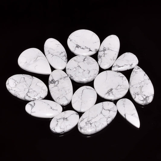 Natural Howlite Gemstone- Healing Crystals for DIY Jewelry Making -Loose Natural Cabochon -Perfect for Crafting Unique Jewelry Designs Gift for Her, Mother and Wife (5 pcs, 25-35 mm)