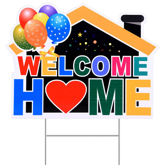 Welcome Home Yard Sign With Metal Stakes, Welcome Sign， Party Decoration for Outdoor， Home Welcoming Party Lawn Sign Supplies