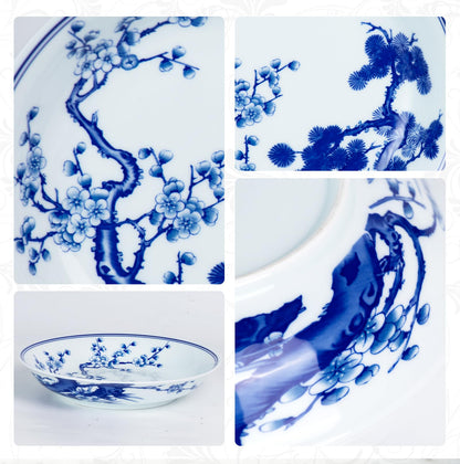 KAMMAK Decorative Plates for Display, White and Blue Ceramic Plate Decor with Stand, Handmade Art Porcelain Ornament for Table, Living Room, Kitchen, Office, Perfect 8in Chinese Style Dish Gift（954N）