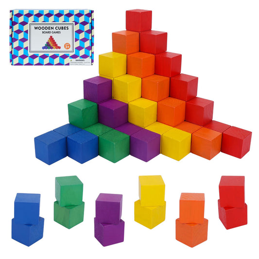 Offelec 108 Pack 1 Inch Wooden Blocks, 6 Colors STEM Math Sorting Toys, Wood Building & Stacking Blocks for Toddlers, Classroom Learning Wooden Cube Blocks, Creative Play & DIY Craft for Kids Ages 3+