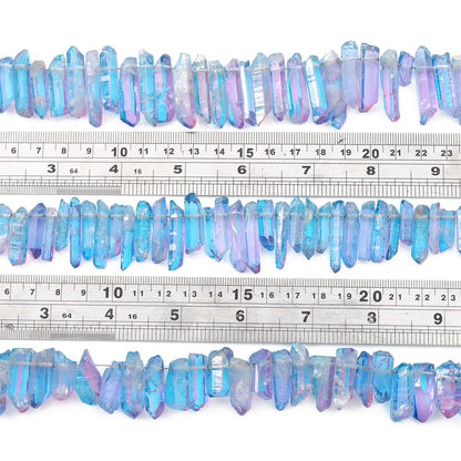 BEADIA Dark Blue/Purple Titanium Coated Crystal Quartz Spike Point Stick Beads Rough 1.0"-1.5" for Jewelry Making 15 Inch/Strand