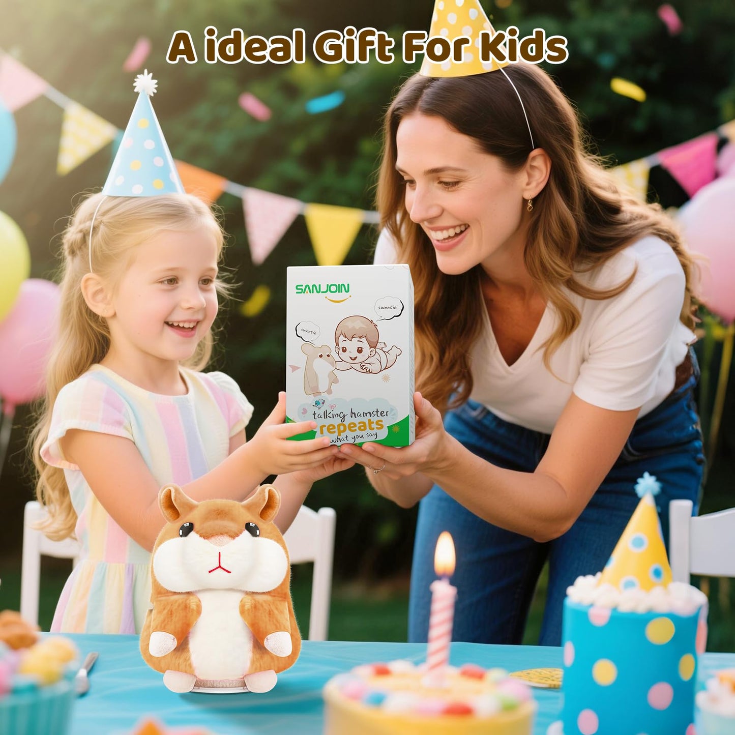 SANJOIN Kids Toddler Toys for Ages 2-4, Talking Hamster Repeats What You Say for Boys Girls, Interactive Plush Repeating Toy Gifts for 2 3 4 5 6 8 Year Old Boy Girl Birthday Gift (Brown)