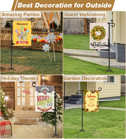 Whoonba 51 Inch Tall Garden Flag Stand Holder with 5 Prong base, Yard Flag Pole Holder for 12x18 Outdoor Small Flag Decor with Two Spring Stoppers and a Tiger clip, 1 Pack