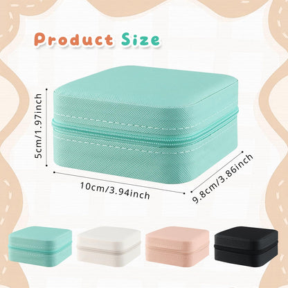 Mirrline 4 Pcs Travel Jewelry Case Small Jewelry Organizer Storage Box Mini Jewelry Travel Case for Women Girl Rings Earrings Necklaces Gifts - 4 Color