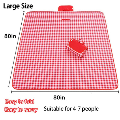 LRUUIDDE Oversize Picnic Beach Blanket, 80''x80'' Outdoor Waterproof Foldable Sandproof Blankets Plaid Picnic Mat for Beach Camping on Grass Picnic Blankets (RED, 80x80in)