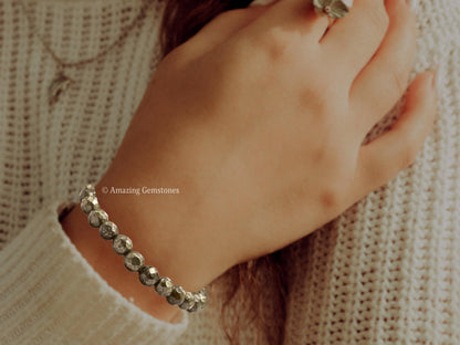 Amazing Gemstone Pyrite Bracelet for Women - Chakra Mens Bracelet Protection Crystals and Healing Stones - Blessing Bracelet Spiritual Meditation Gift Christmas Stocking