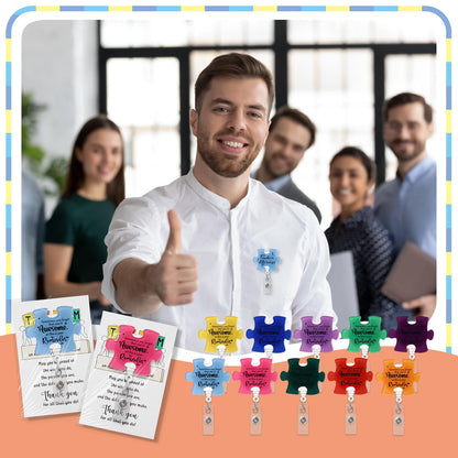 ReliThick 18 Set Employee Appreciation Gifts Bulk, Puzzle Badge Reel Set with Thank You Cards, Retractable ID Badge Holder for Nurse Teacher Staff Team Office Hospital School (Awesome Remider)