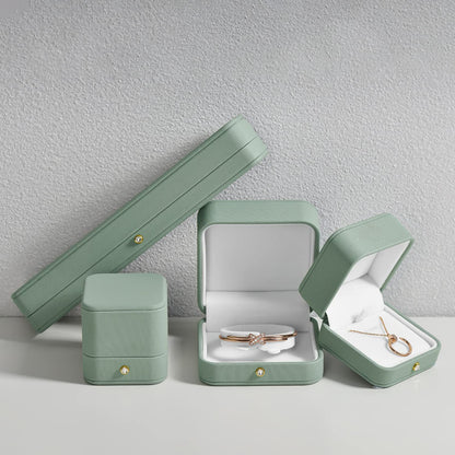 Woodten Premium Green Leather Necklace Pendant Box Velvet Interior Jewelry Gift Box for Pendant Necklace