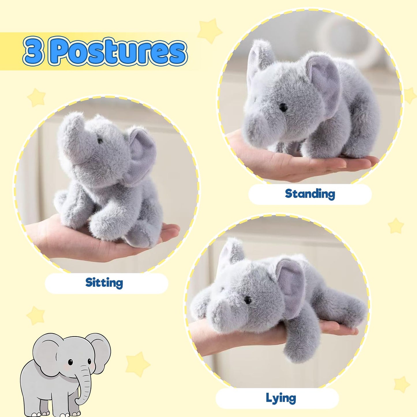 PEACH CAT Elephant Stuffed Animal Cute Plushies Small Plush Toys Birthday Gifts for Girls Boys Kids