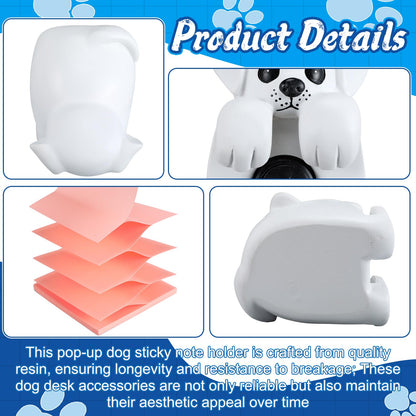 Chunful 3pcs Pop-up Note Dispenser Set Include Resign Dog Note Dispenser, 2 Pcs 3 x 3 Sticky for Office Desk Accessories