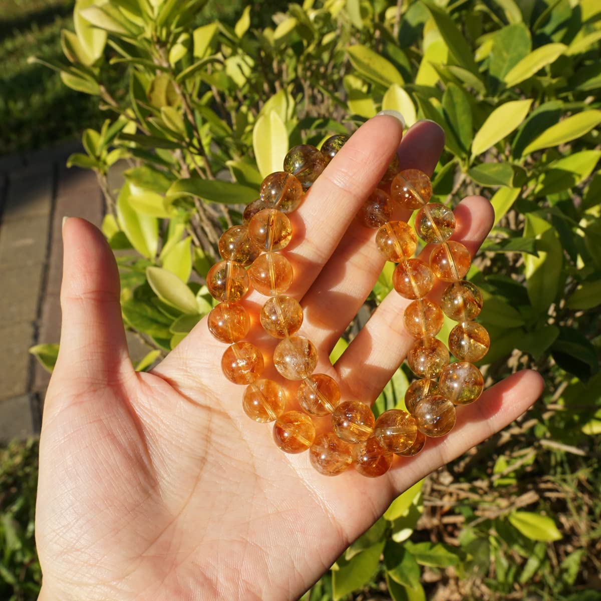 10MM Citrine Bracelet for Women Men, Natural Yellow Sacral & Solar Plexus Chakra Crystal and Gemstones | Stretch Jewelry Gift for Bringing Wealth Success Motivation | Fits for 7.5-8" Large Wrist