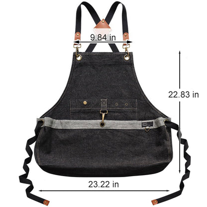 Cilkus Gardening Apron – Denim Cross Back Garden & Harvest Apron with Adjustable Straps and Large Pockets for Women & Men