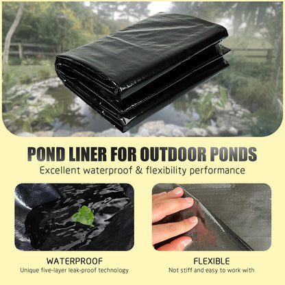 15X20FT Reinforced PE Pond Liner, KOI Pond Liners for Outdoor Ponds, Enhanced 5-Layer Structure Pond Liner for Fish, Duck, Garden Raised Bed and Waterscape Pond(0.82oz/sq ft Thickness)