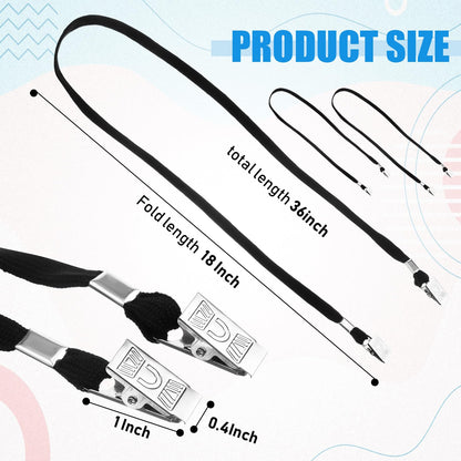 Patelai 100 Pack Double Clip Lanyards Bulk Face Mask Lanyard Twist Free 2 Hook Design Adjustable Badge Neck Strap for ID Name Badge Holder Back to School Conference Office Class Essential (Black)