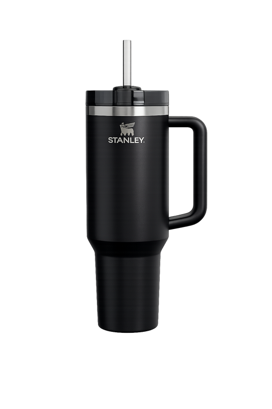 Stanley Quencher H2.0 FlowState Tumbler – Matte Black Insulated Travel Mug with Handle & Straw