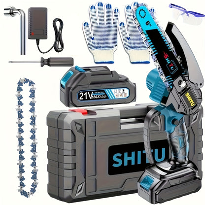 Mini ChainsawCordless, Lightweight & Portable Handheld Electric Tree Cutter with Splash Guard, Security Lock, Optional Rechargeable Battery, And Safe Trimming for Quick Cutting Of Tree Branches, Courtyard, Household, And Garden, Gifts for Man.pruning