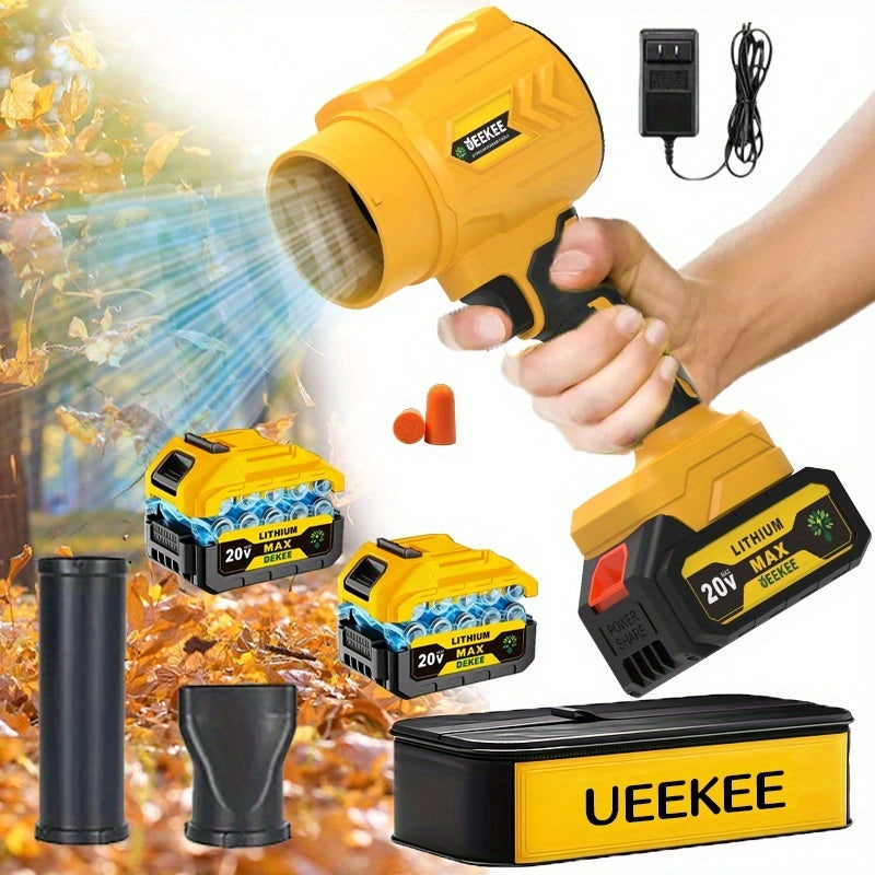 Cordless Turbo Jet Fan & Portable Blower with 2 Batteries - Heavy-Duty Plastic Multi-Speed High-Airflow Fan for Indoor/Outdoor, for Camping, Car Cooling, Lawn Blower - Stepless Speed, Rechargeable (Ideal Christmas Gift)
