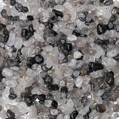 ZHIYUXI 400pcs Black Rutilated Quartz Beads 5-8mm Crystals Irregular Stone Bead for Jewelry Making Natural Chips Craft 2 Strands