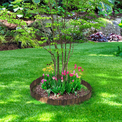 9.6ft L x 3.9in H Landscape Edging - Sturdy Anti-Corrosive Wood Garden Edging Border, Low-Profile Blends into Nature, for Yard Flower Bed Path Decorative Tree Fence, 1 Pack