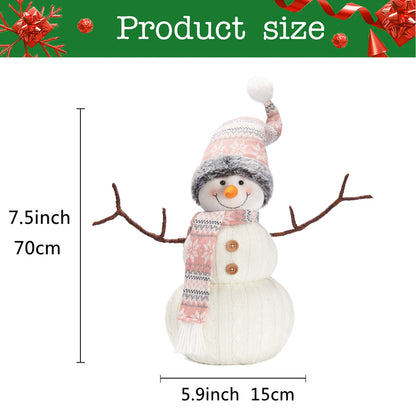 WORLDECO Christmas 2025 Animated Snowman Decorations, Xmas Handmade Plush Ornaments for Indoor, Home and Holiday, Present for Family and Friends