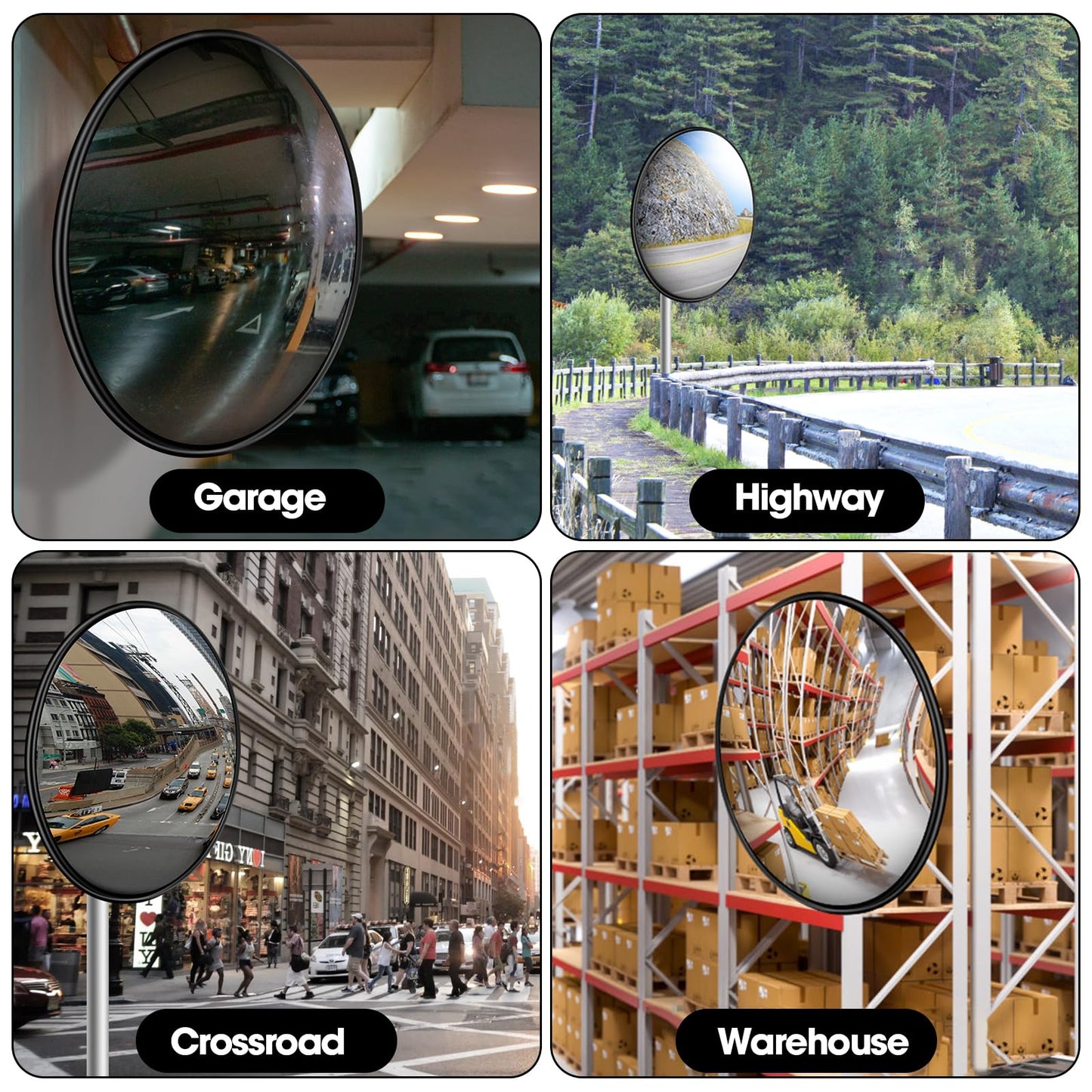 Convex Traffic Mirror - 24'' Outdoor and Indoor Driveway & Security Parabolic Safety Mirrors, Acrylic Convex Mirror for Garage, Retail Stores, Warehouses, Office and High-Traffic Areas