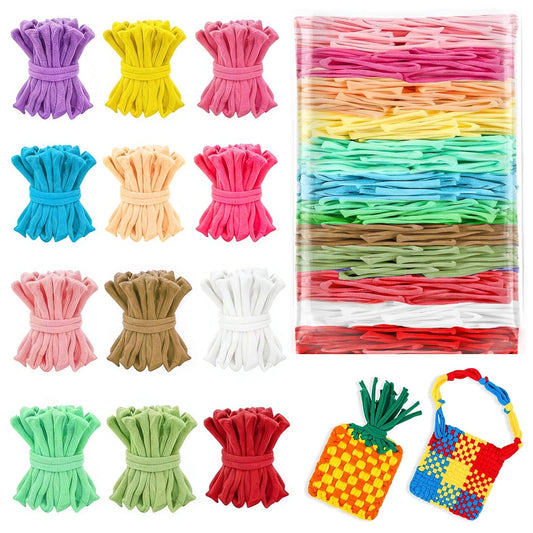 Lainballow 1000 Pcs Loom Loops with Rainbow Color, Colorful Weaving Loops, Refill Loop for 10 in Weaving Looms, 12 Color Loom Loop for Potholder Making, Elastic Craft Bands for DIY Projects Crafts
