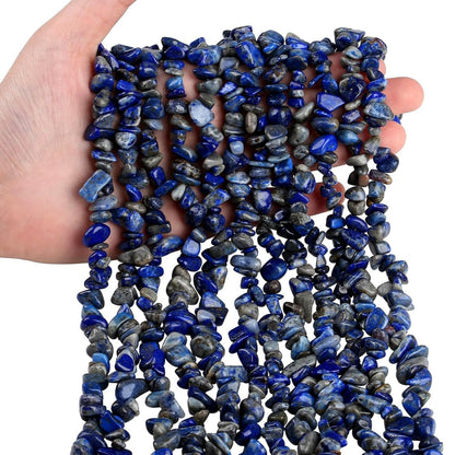 Natural Chip Stone Beads 450pcs Lapis Lazuli Chips 5-8mm Genuine Real Irregular Healing Crystal Rocks Hole Drilled DIY Loose Gemstone Beads for Jewelry Making Bracelet Earrings Necklace Crafting