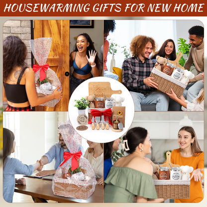 RimCereal House Warming Gifts Basket 21 Pieces Housewarming Gift for New Apartment Closing Gifts for Buyers Couples Women Men New Homeowners Gift Ideas Set(Home,Camel)