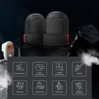 FLOVORK Knee Pads for Flooring Roofing Gardening Concrete with Soft GEL Padding,Machine Washable,PU Leather, Black Large