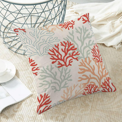 Coastal Ocean Pillow Covers 16x16 Inch Set of 2, Summer Sea Coral Teal Outdoor Decorative Nautical Beach Throw Pillows Summer Coastal Couch Cushion Case for Chair Sofa Bedroom Living Room Decor
