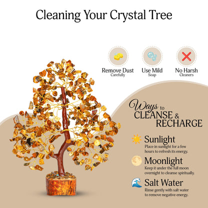 YATSKIA Tiger Eye Crystal Tree - Gemstone Tree of Life - Tiger Eye Stone - Chakra Gifts - Crystal Décor - Feng Shui Decor - Spiritual Gifts for Women