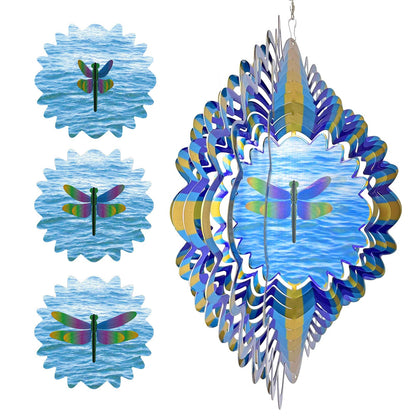 Eiryhope Dragonfly Animated Wind Spinner - 12″ Kinetic 3D Hanging Sculpture, Creates Dragonfly Animation Effect | Patio Lawn Garden Decor, Creative Gifts for Mother/Father/Women/Men