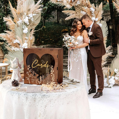 OurWarm Wedding Card Box for Party, Wooden Card Boxes for Reception, Rustic Wedding Box for Cards and Money, Envelope Money Box Gift Cards Box for Graduation Baby Shower Birthday Decor
