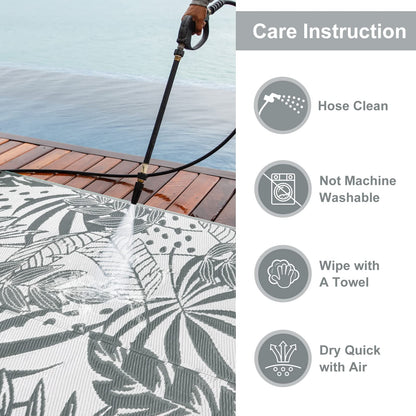 Anidaroel Outdoor Rugs 8x10ft for Patios Clearance Waterproof, Reversible Tropical Plastic Straw Camping Mat Outside Rug, Large Outdoor Area Rug for RV, Porch, Deck, Balcony, Picnic(8'x10')