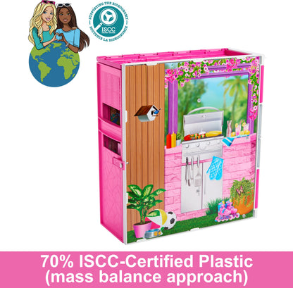 Barbie Dollhouse Playset, Getaway House with 11 Accessories Including 2 Chairs, 4 Play Areas & 360-degree Play