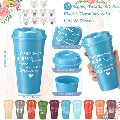 Willinglong 60 Pcs Employee Appreciation Gift Set, Including 16oz Thank You Tumblers Notebooks Ballpoint Pens and Bags Holiday Gifts for Office Colleagues, Teachers and Team(Difference,Vibrant Color)