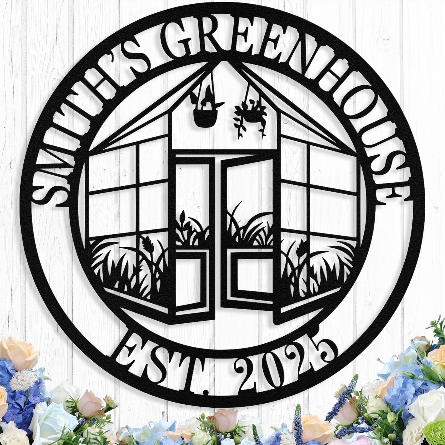 Custom Greenhouse Garden Signs, Personalized Metal Garden Signs for Outside, Customized Metal Sign Wall Decor Art for Potting Shed, Flowers Vegetable Garden Greenhouse
