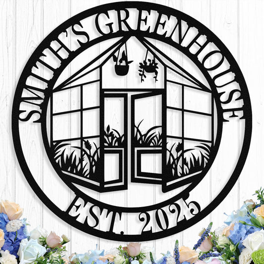 Custom Greenhouse Garden Signs, Personalized Metal Garden Signs for Outside, Customized Metal Sign Wall Decor Art for Potting Shed, Flowers Vegetable Garden Greenhouse