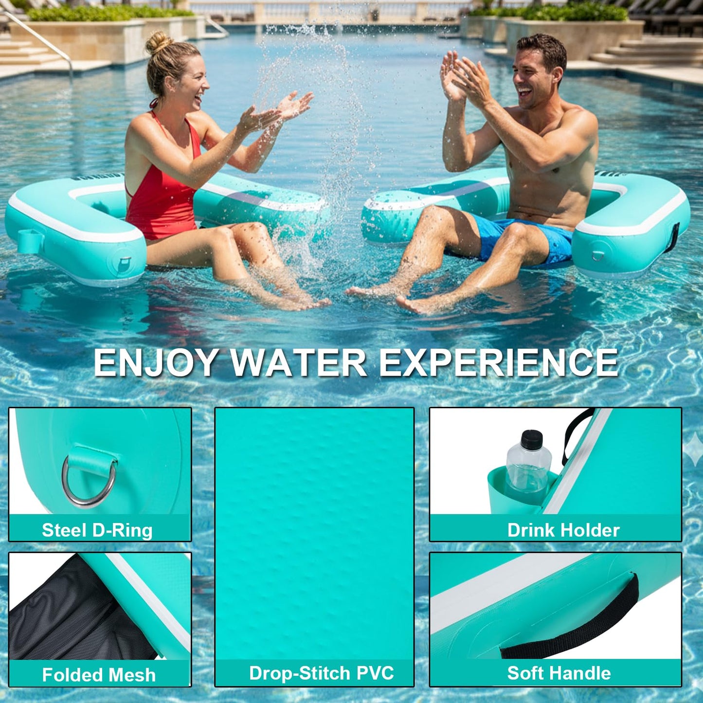 GIRISHIP Inflatable Pool Float Chair for Lake Floating Pool Chair Heavy Duty Floating Chair with Cup Holder Lake Floats for Adults Pool Chair Float River Beach(1 Pack)
