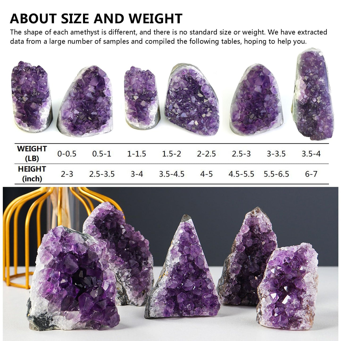 HIBCIGA Amethyst Cluster Crystal Quartz Amethyst Rock Raw Stone Purple Crystals Amethyst Geode Healing Crystals 10-11LB
