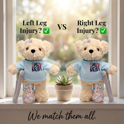 SHSEEN 10" Broken Leg Bear with Adjustable Cast & Plush Crutch - Get Well Stuffed Animal for Kids. Knee Surgery Recovery Gifts for Teen - Teddy Bear with Broken Leg