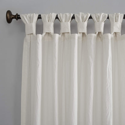 Archaeo - 56538 Washed 100% Cotton Twist Tab Curtain, 52" x 95" Panel, Cream